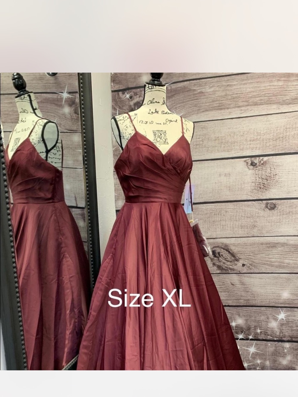 Women's Burgundy Spaghetti Strap Formal Dress - Size XL